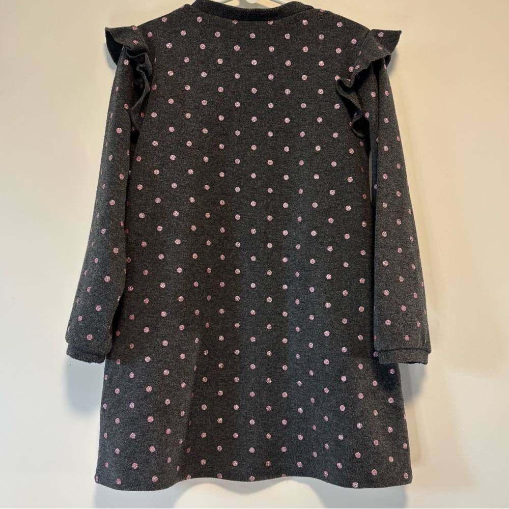 Mayoral Glitter Pink Polka Dot Long-Sleeve Gray Knee Length Dress Girl 6 - Picture 6 of 8